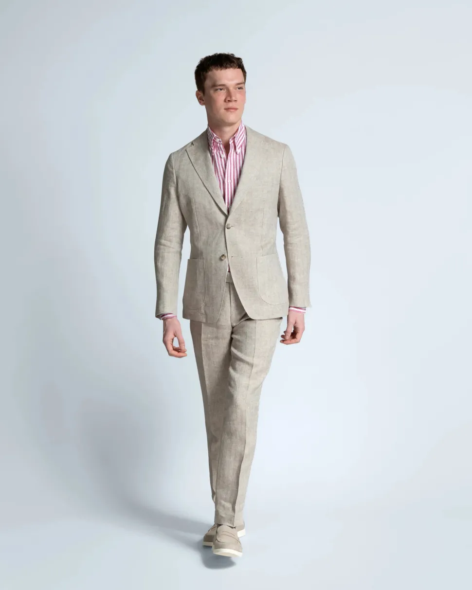 Turo Tailor miesten bleiseri, SAVINO LINEN CASUAL FIT Ruskea