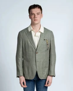 Turo Tailor miesten irtotakki, JOSHUA SLIM Raidallinen Vihreä