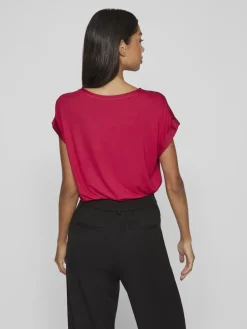 VIELLETTE S/S SATIN TOP - NOOS Cerise