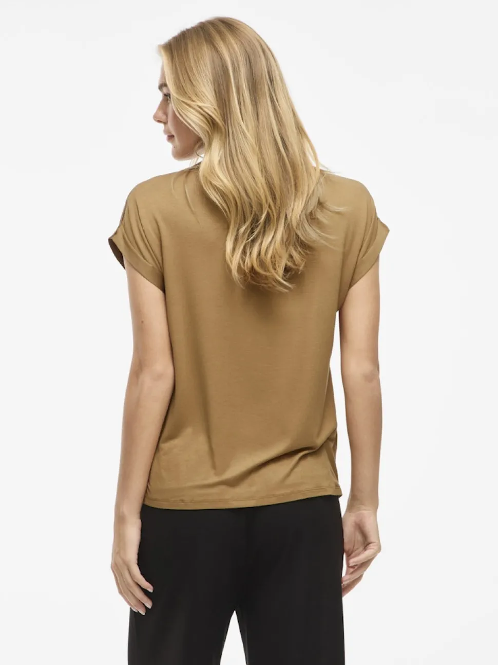 Vila naisten lyhythihainen toppi K-Viellette S/S Satin Top - NOOS, Bistre