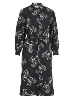 Vila naisten mekko, VINADIVA CHE L/S MID SHIRT DRESS Black Beauty