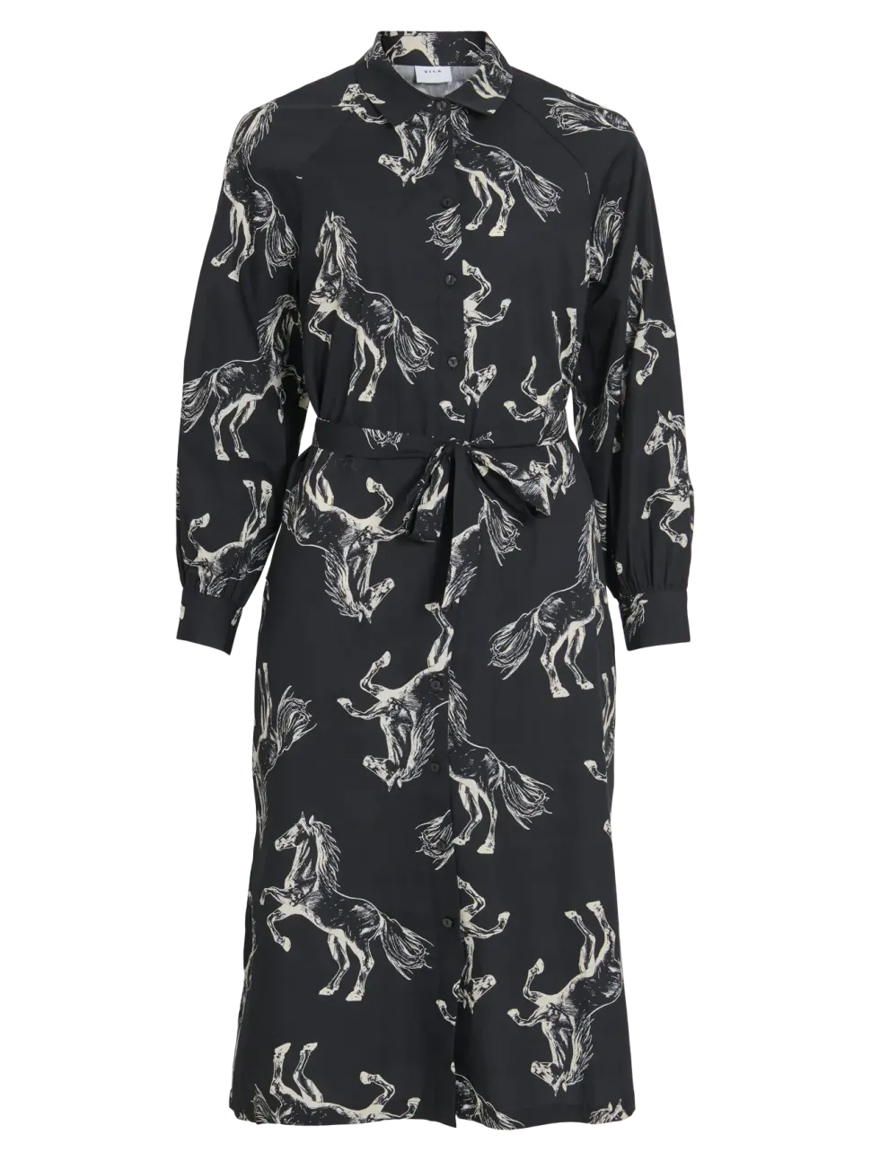 Vila naisten mekko, VINADIVA CHE L/S MID SHIRT DRESS Black Beauty
