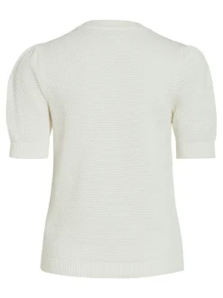 Vila naisten neulepusero, VIDALO O-NECK S/S KNIT TOP Valkoinen