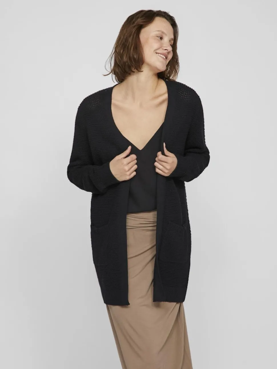 Vila naisten neuletakki VIDALO L/S KNIT CARDIGAN, Black