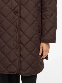 Vila naisten tikkitakki, VIQUILA L/S CORDUROY QUILT LONG JACKET Coffee Bean