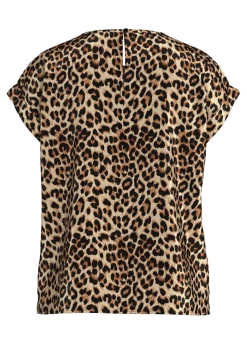 Vila naisten toppi, VIELLETTE S/S FULL SATIN TOP Caramel Café Leo