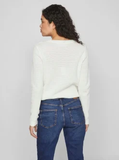 Vila neule, VIDALO O-NECK L/S KNIT TOP Luonnonvalkoinen