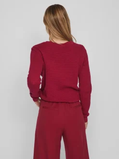 Vila neule, VIDALO O-NECK L/S KNIT TOP Pinkki