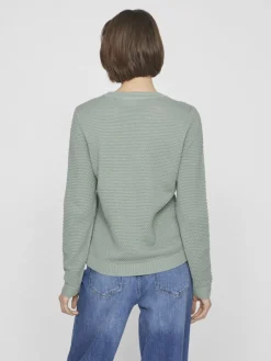 Vila neule, VIDALO O-NECK L/S KNIT TOP Chinois Green