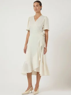 Y.A.S mekko YASTHEA 2/4 MIDI WRAP DRESS S. NOOS, Gardenia