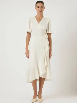 Y.A.S mekko YASTHEA 2/4 MIDI WRAP DRESS S. NOOS, Gardenia