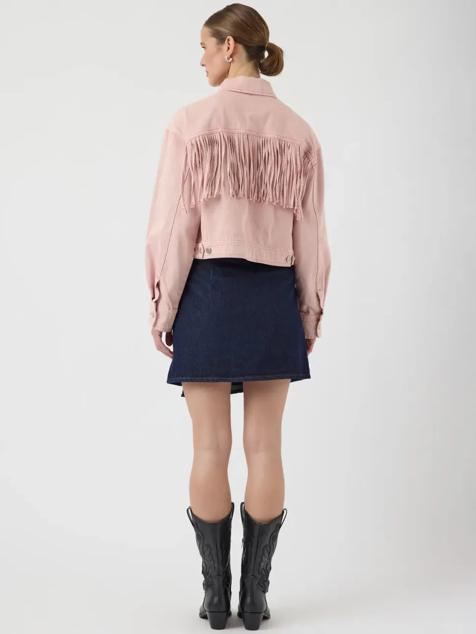 Y.A.S naisten farkkutakki, YASSUN LS CROP DENIM JACKET Vaaleanpunainen