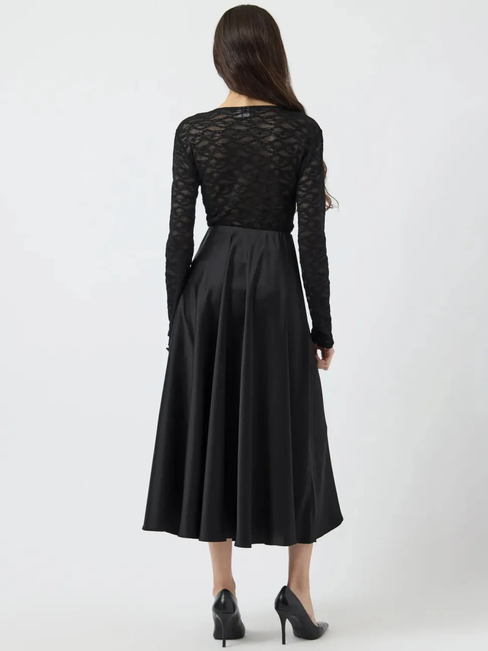 Y.A.S naisten hame, YASPELLA HW VOLUME ANKLE SKIRT Black
