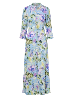 Y.A.S Naisten Maksimekko YASSAVANNA LONG SHIRT DRESS Sininen Kuosi