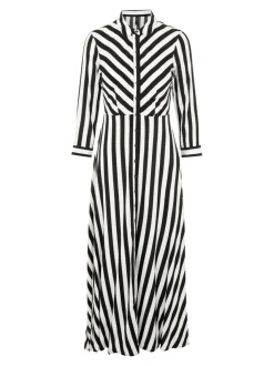 Y.A.S Naisten Maksimekko YASSAVANNA LONG SHIRT DRESS Raidallinen Musta