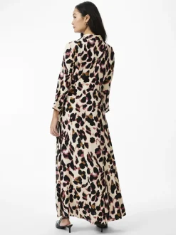 Y.A.S Naisten Maksimekko YASSAVANNA LONG SHIRT DRESS Beige Kuosi