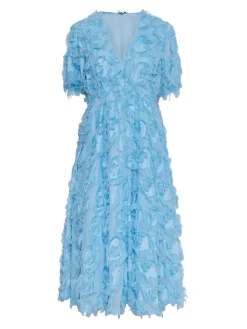 Y.A.S Naisten Mekko, K-YASPAZYLLA 2/4 MIDI DRESS Vaaleansininen