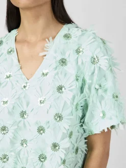 Y.A.S naisten mekko, YASABELONE SS V-NECK DRESS Vaaleanvihreä