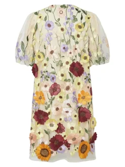 Y.A.S naisten mekko, YASFLOWERING SS DRESS NEW Keltainen Kuosi