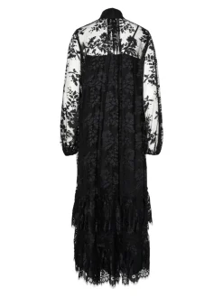 Y.A.S naisten mekko YASLACILLA LS LACE LONG DRESS, musta