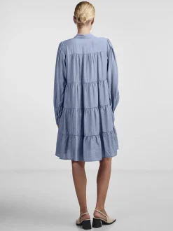 Y.A.S Naisten Mekko, YASPALA LS SHIRT DRESS Vaaleansininen