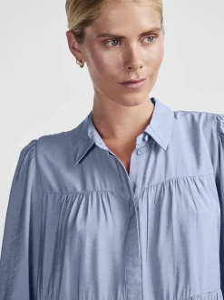 Y.A.S Naisten Mekko, YASPALA LS SHIRT DRESS Vaaleansininen