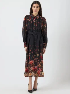 Y.A.S naisten mekko, YASROMANTICA LS LONG DRESS Black