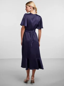 Y.A.S Naisten Mekko, YASTHEA 2/4 MIDI WRAP DRESS Evening Blue