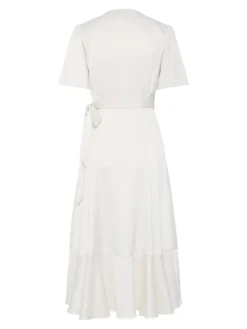 Y.A.S Naisten Mekko, YASTHEA 2/4 MIDI WRAP DRESS Valkoinen
