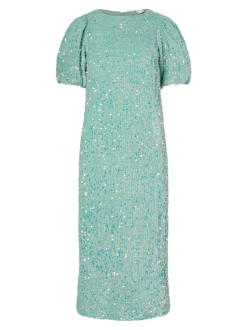 Y.A.S Naisten Midimekko, YASMAJA SEQUIN 2/4 MIDI DRESS Vaaleanvihreä