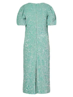 Y.A.S Naisten Midimekko, YASMAJA SEQUIN 2/4 MIDI DRESS Vaaleanvihreä