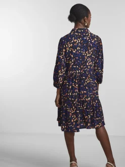 Y.A.S Naisten Minimekko, K-YASERIKA 3/4 DRESS NOOS Sininen Kuosi