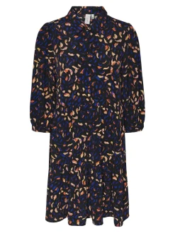 Y.A.S Naisten Minimekko, K-YASERIKA 3/4 DRESS NOOS Sininen Kuosi