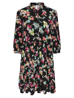 Y.A.S Naisten Minimekko, K-YASERIKA 3/4 DRESS NOOS Musta Kuosi