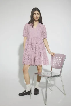 Y.A.S Naisten Minimekko YASHOLI SS DRESS Vaaleanpunainen
