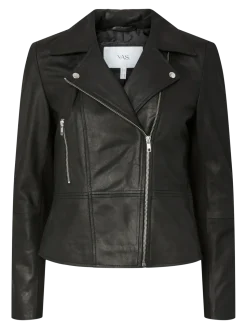 Y.A.S naisten nahkatakki, YASSOPHIE LEATHER JACKET Black