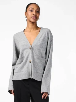 Y.A.S Naisten Neuletakki, YASEMILIE LS CARDIGAN KNIT S. NOOS Grafiitti