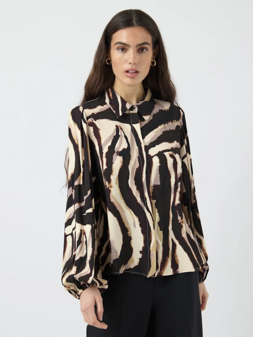 Y.A.S naisten paitapusero K Yasasina LS Shirt S. Noos, Sandshell Zebra print