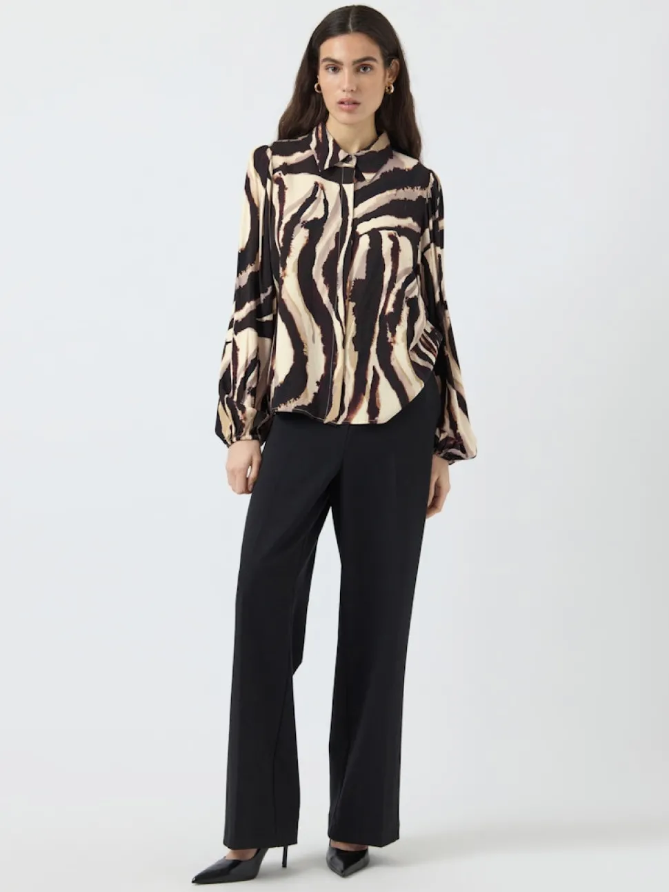 Y.A.S naisten paitapusero K Yasasina LS Shirt S. Noos, Sandshell Zebra print