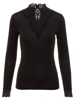 Y.A.S Naisten Pusero YASBLACE HIGHNECK TOP NOOS Musta