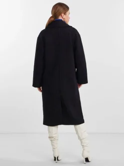 Y.A.S Naisten Villakangastakki, YASMILA LS WOOL MIX COAT NOOS Musta